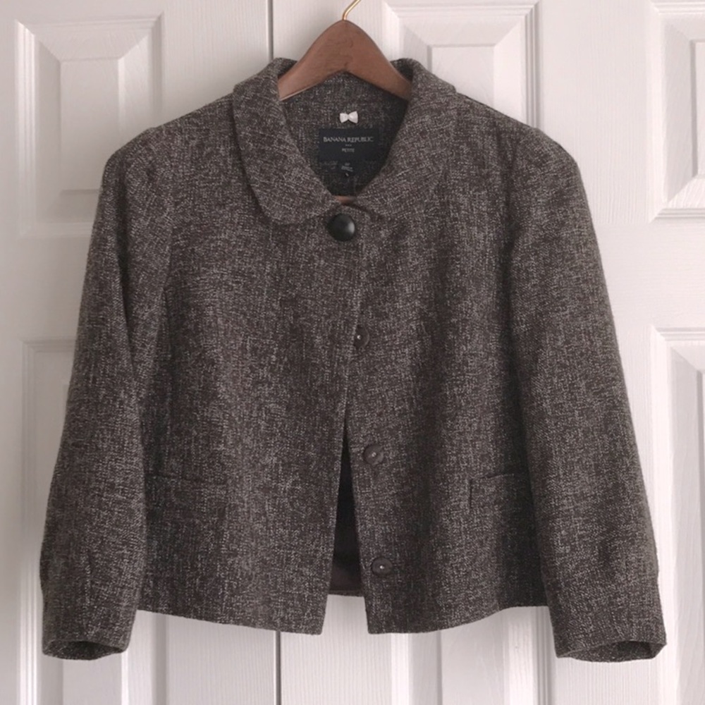 Banana Republic Wool Tweed Swing Retro Crop Jacket 4P
